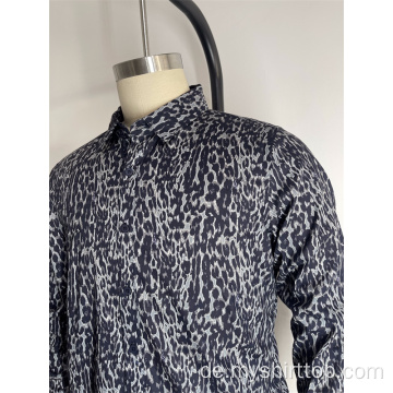 Herren -Leopardenmuster Langarm -Hemd